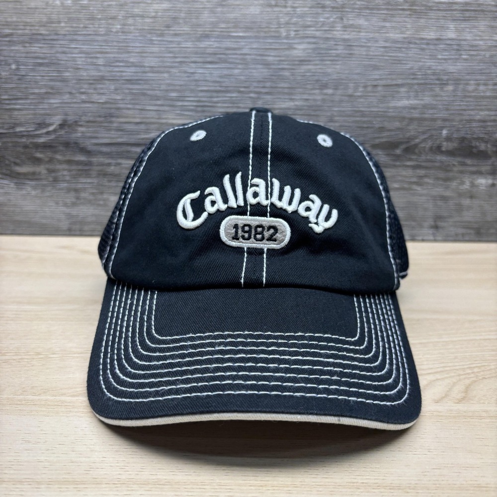 Callaway Golf Hat Cap Strap Back Mens One Size Black 1982 Mesh Trucker